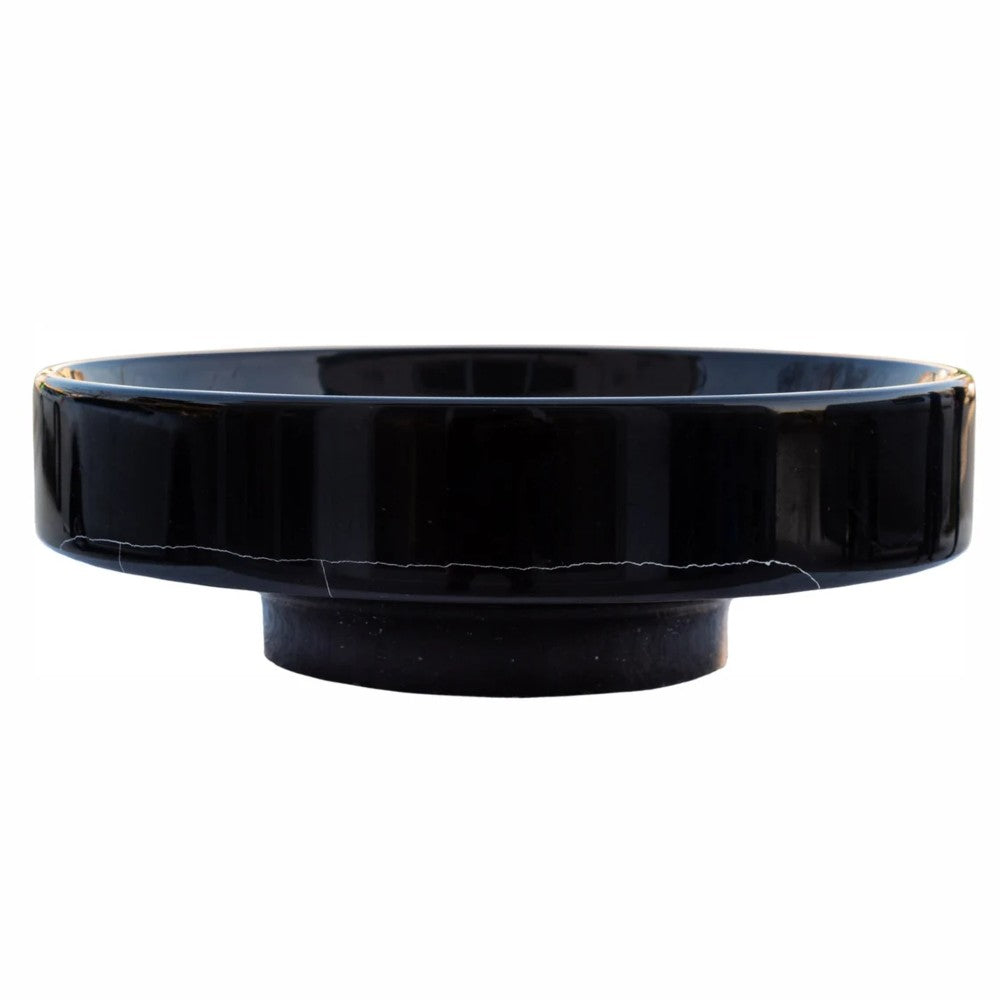 Natural Stone Toros Black Marble Above Counter Vessel Sink Polished (D)16" (H)6"