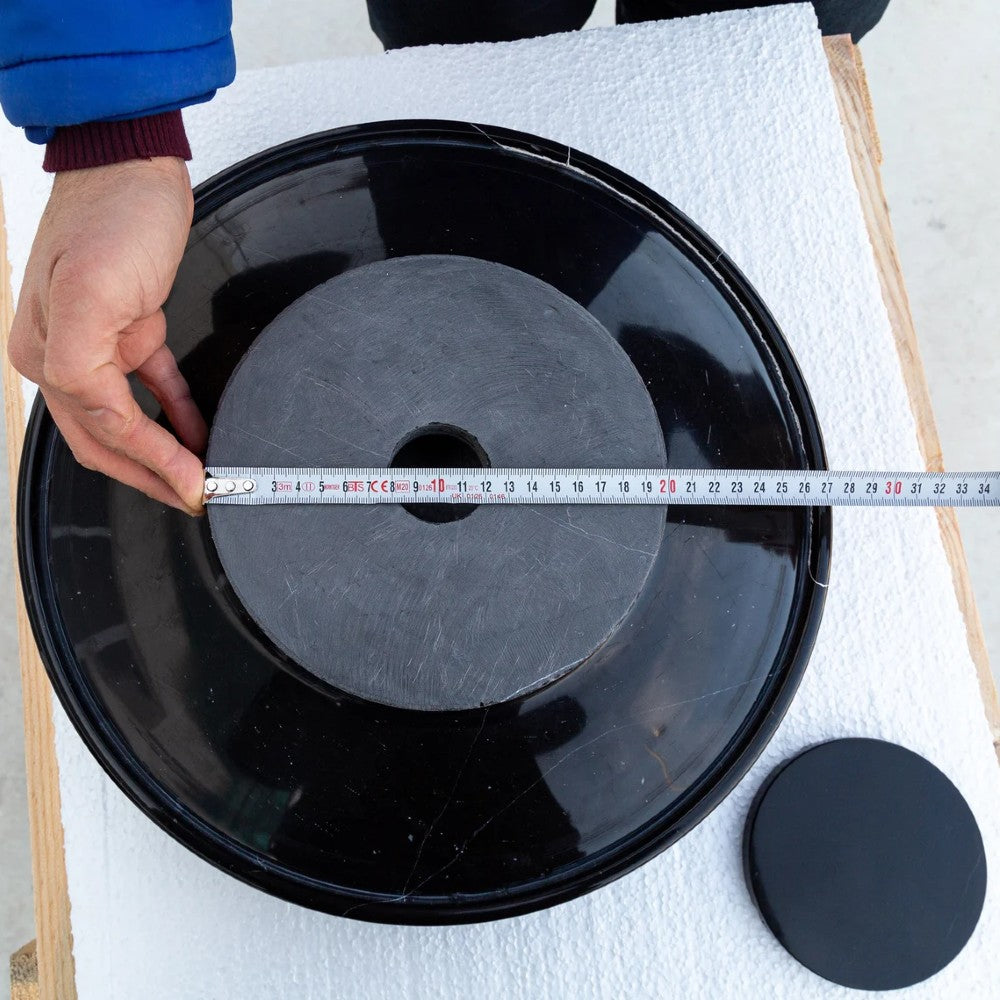 Natural Stone Toros Black Marble Above Counter Vessel Sink Polished (D)16" (H)6"