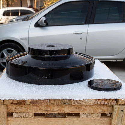Natural Stone Toros Black Marble Above Counter Vessel Sink Polished (D)16" (H)6"