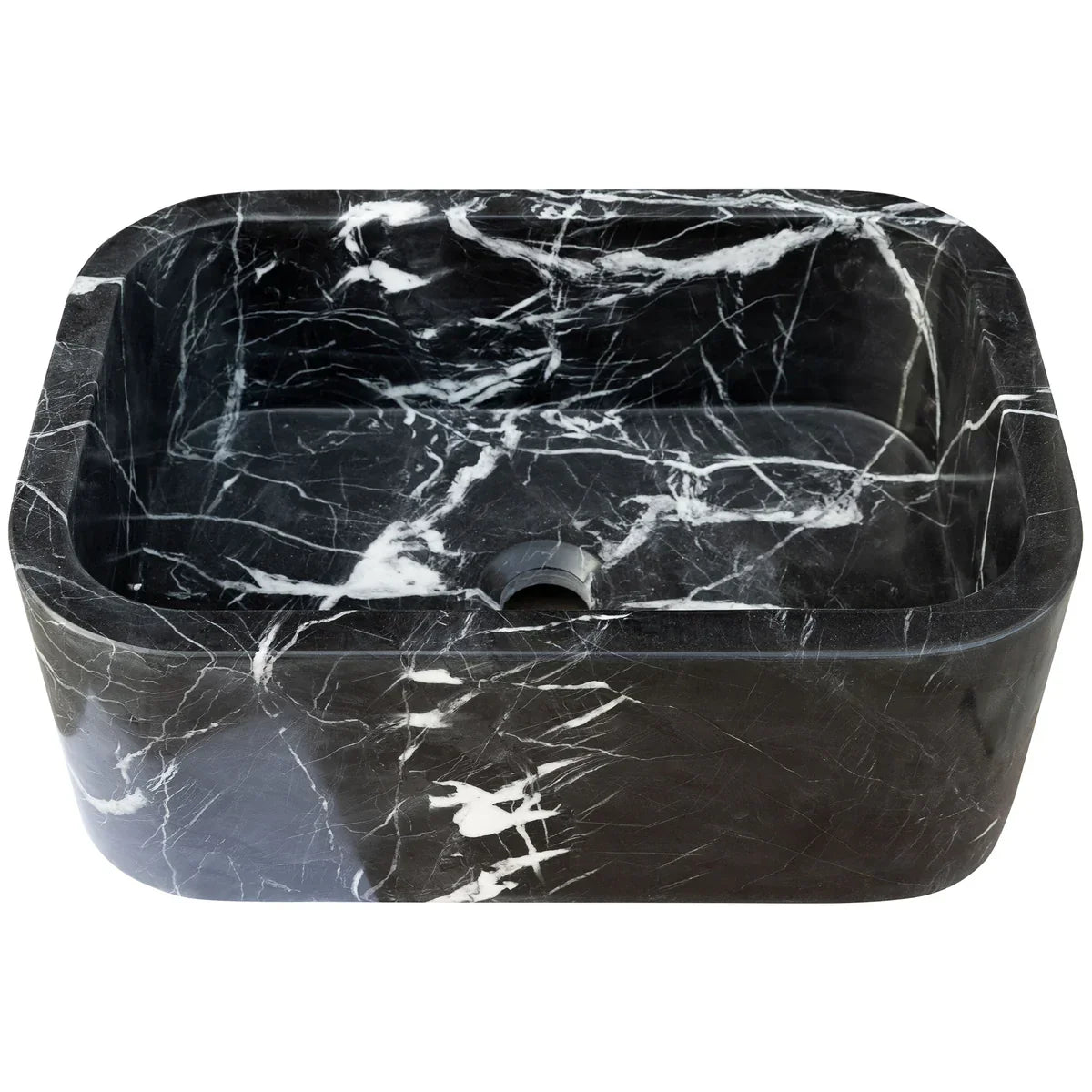 Toros Black Marble Rectangular Wall-mount Bathroom Sink (W)12" (W)18" (H)7" - In Stock