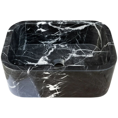 Toros Black Marble Rectangular Wall-mount Bathroom Sink (W)12" (W)18" (H)7" - In Stock