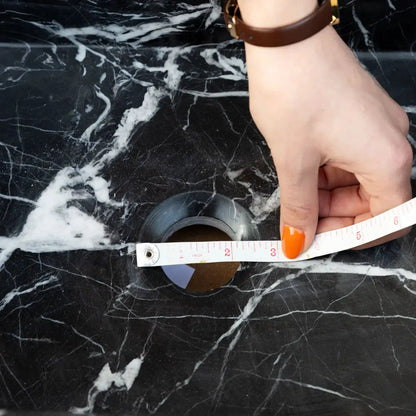 Polished Black Marble Bathroom Sink 12x18 Inch Wall Mounted