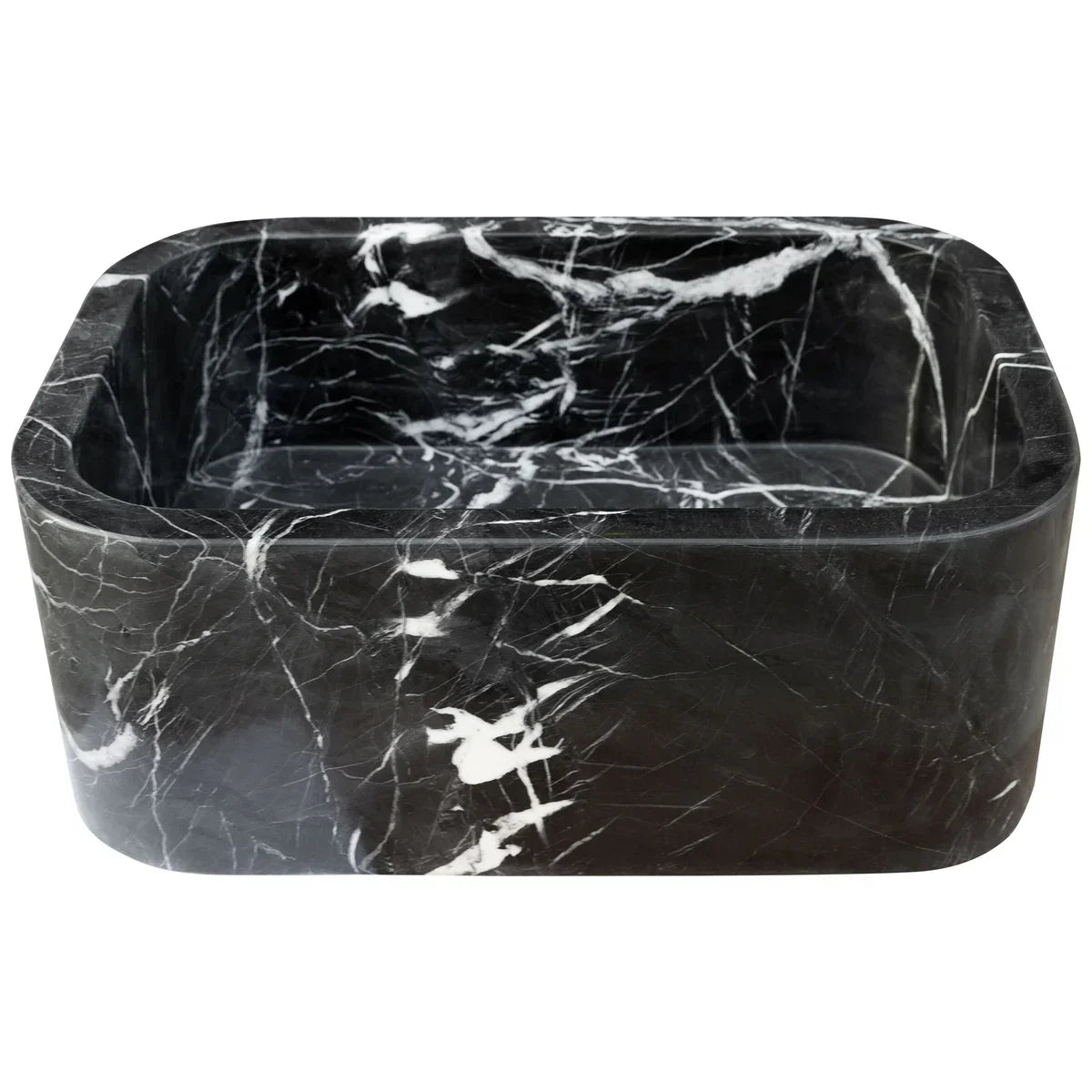 Toros Black Marble Rectangular Wall-mount Bathroom Sink (W)12" (W)18" (H)7" - In Stock
