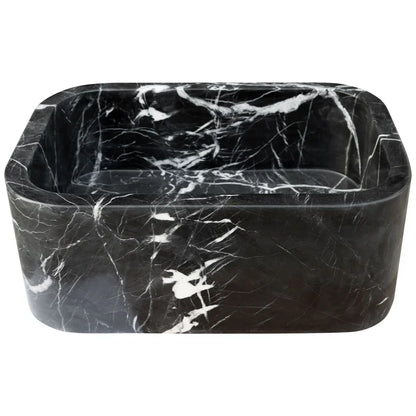 Toros Black Marble Rectangular Wall-mount Bathroom Sink (W)12" (W)18" (H)7" - In Stock