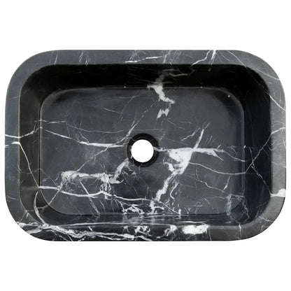 Polished Black Marble Bathroom Sink 12x18 Inch Wall Mounted