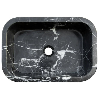 Toros Black Marble Rectangular Wall-mount Bathroom Sink (W)12" (W)18" (H)7" - In Stock