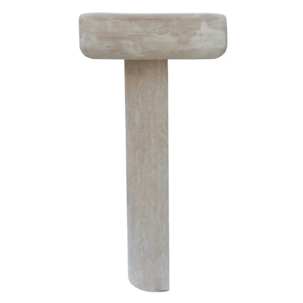 Light Travertine Pedestal Bathroom Sink With Honed Finish 33.5 Inches High