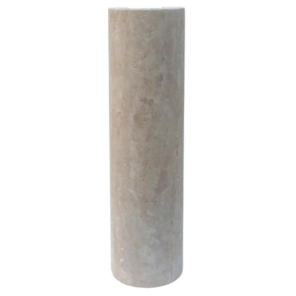 Light Travertine Pedestal Bathroom Sink With Honed Finish 33.5 Inches High