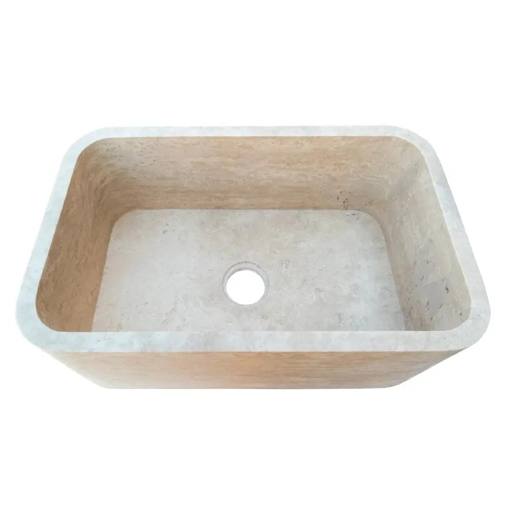Travertine Farmhouse Sink Beige Honed Apron Front 18x30x10