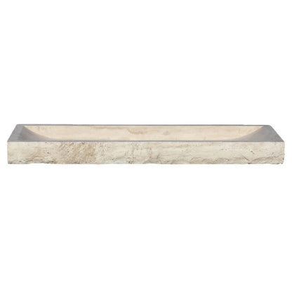 Troia Light Travertine Rectangular Vessel Sink Honed and Hand-Split (W)16" (L)48" (H)4"
