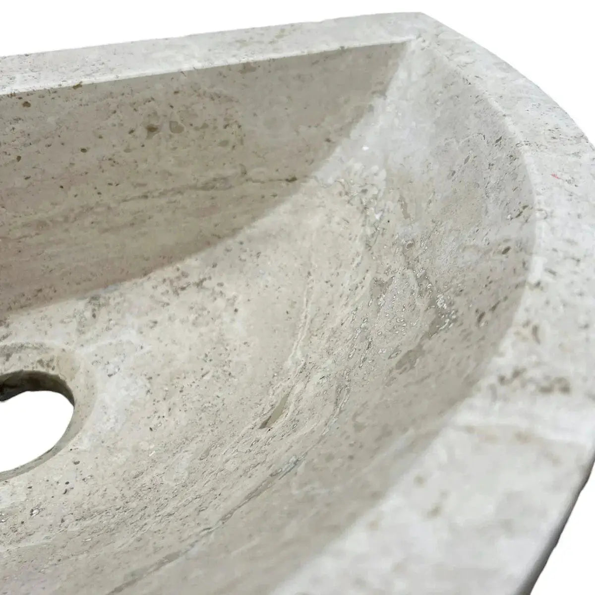 Natural Light Travertine Half Round Wall-Mounted Bathroom Sink Basin 16by10 Inches