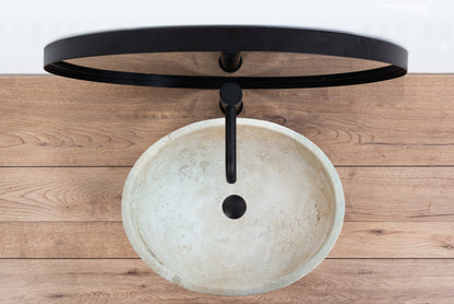 Travertine Natural Stone Oval Vessel Sink 16x21x6 Handcrafted Light Beige Artisan
