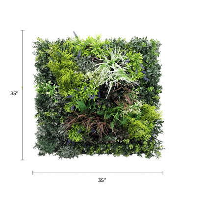 Tropical Forest Artificial Vertical Garden Green Wall Panel 35×35in – NFPA 701 Certified – UV Resistant – Commercial Grade