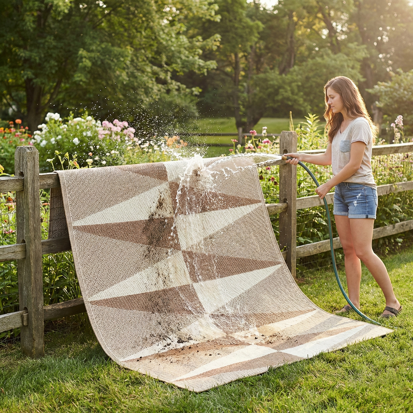 Tucson - Natural Modern Geometric Outdoor Rug for Patio
