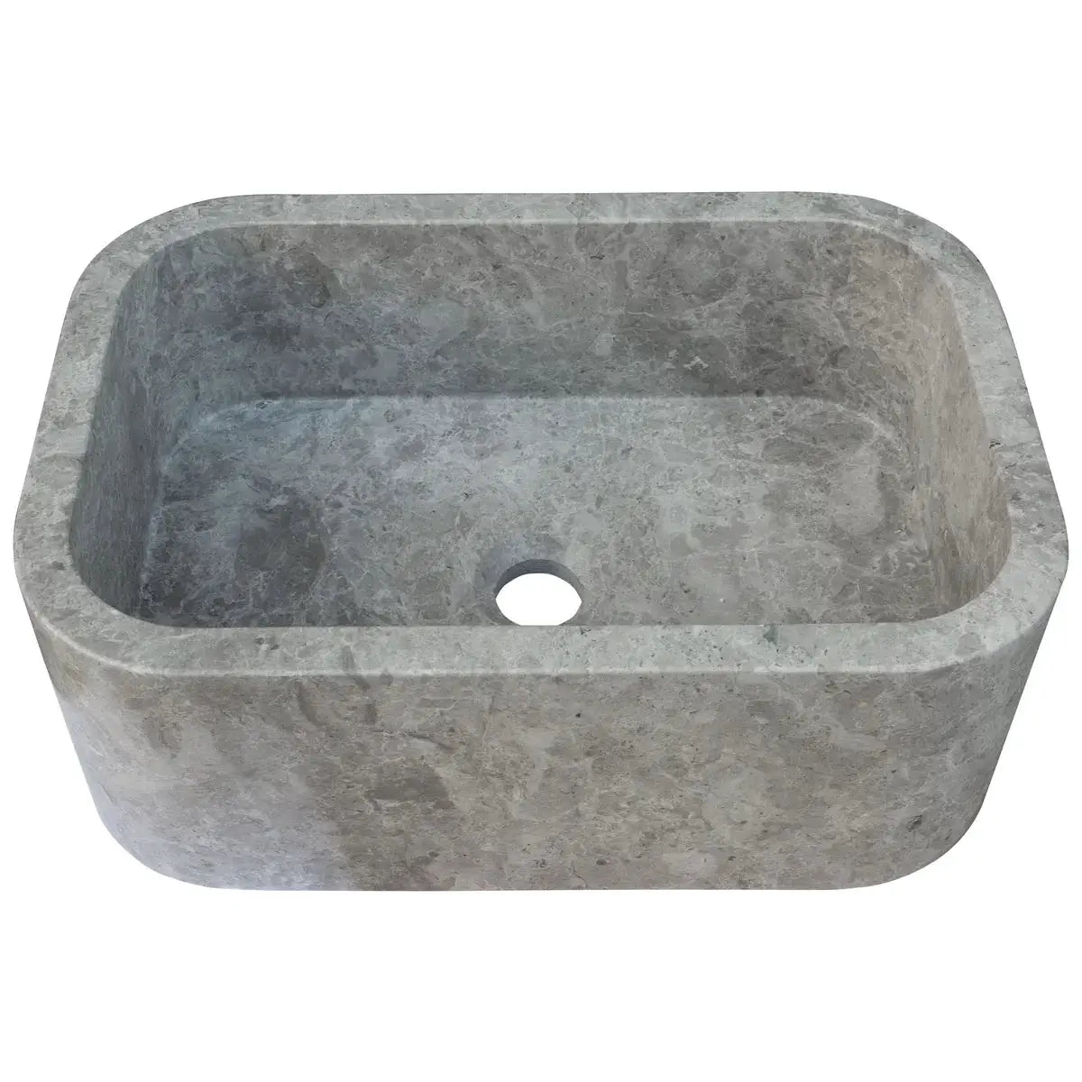 Tundra Gray Marble Wall Mount Bathroom Sink 12x18 Polished Natural Stone Basin