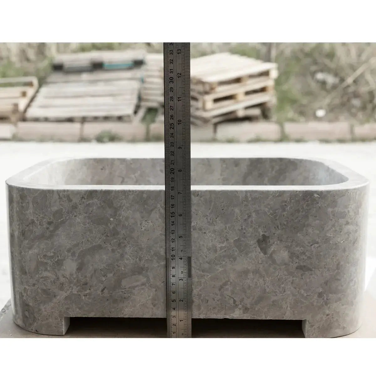 Tundra Gray Marble Wall Mount Bathroom Sink 12x18 Polished Natural Stone Basin