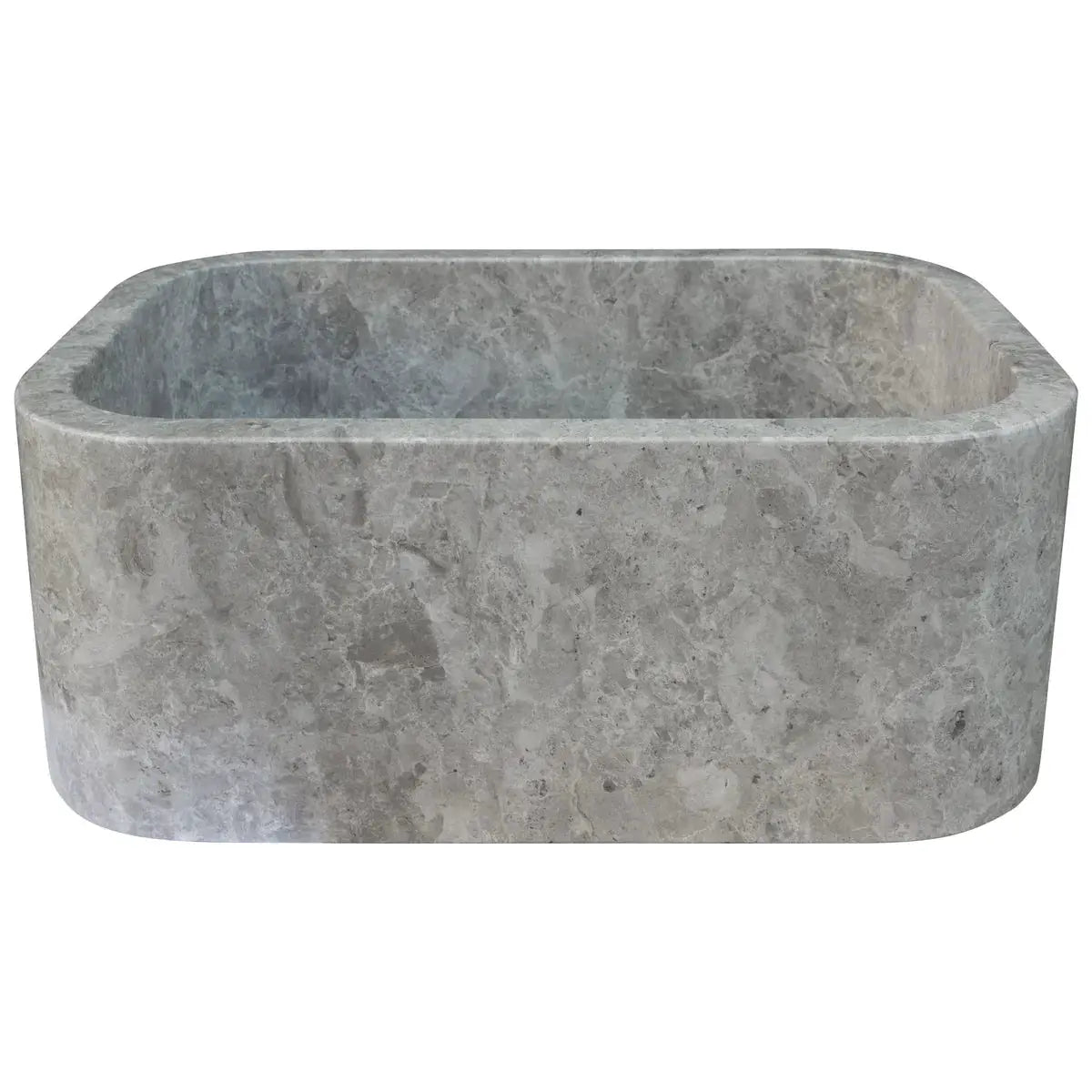 Tundra Gray Marble Wall Mount Bathroom Sink 12x18 Polished Natural Stone Basin