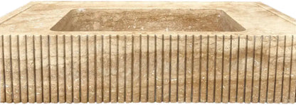 Tuscany Hand Carved Travertine Wall Mount Vanity Sink Ribbed