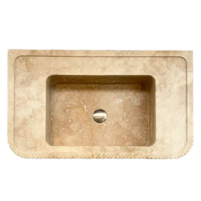 Tuscany Hand Carved Travertine Wall Mount Vanity Sink Ribbed