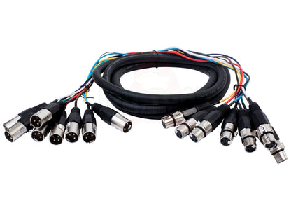 XLR Snake Cable 8-Channel 10ft (2-Pack) by FAT TOAD - Pro-Audio Shielded 3-Pin Balanced Patch Cables for Studio Stage, Live Sound & DJ Mixer