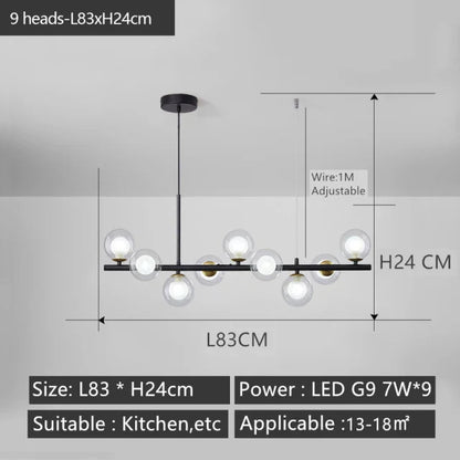 DecorBites™ Black Gold Nordic Pendant Chandelier for Dining Kitchen Living Bedroom Lighting