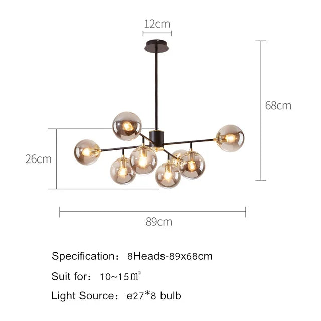 DecorBites™ Black Gold Nordic Pendant Chandelier for Dining Kitchen Living Bedroom Lighting