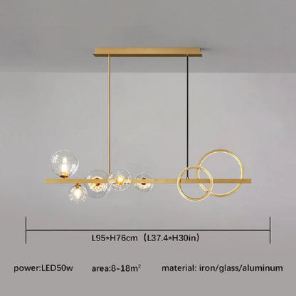 DecorBites™ Glass Ball Gold Black LED Chandelier for Kitchen Dining Room Table