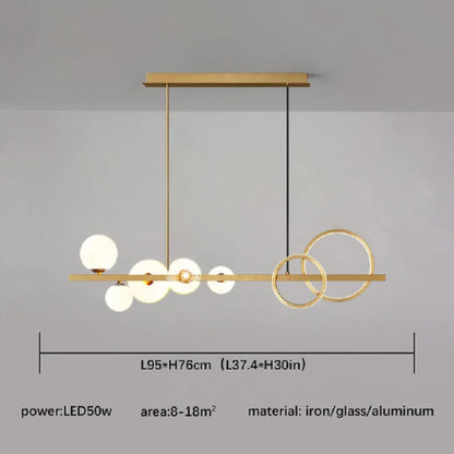 DecorBites™ Glass Ball Gold Black LED Chandelier for Kitchen Dining Room Table