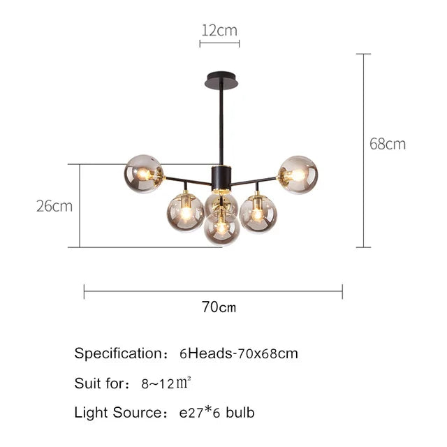 DecorBites™ Black Gold Nordic Pendant Chandelier for Dining Kitchen Living Bedroom Lighting