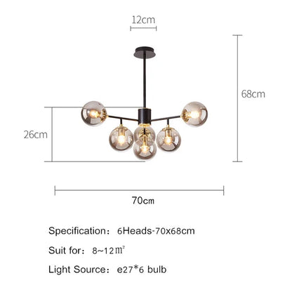 DecorBites™ Black Gold Nordic Pendant Chandelier for Dining Kitchen Living Bedroom Lighting