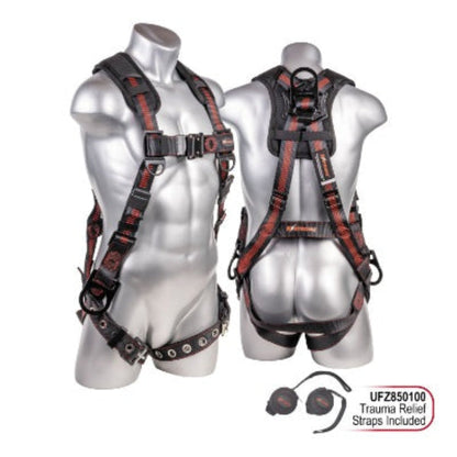 Kapture 5 Point Elite+ Full Body Harness - 3 D-Rings - QC Chest - Tongue Buckle Legs & Shoulder Pads - All Sizes