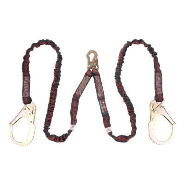 Shock Absorbing Lanyard - Internal Design - Twin Leg - 1 Snap Hook - 2 Rebar Hooks - 6ft
