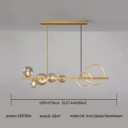 DecorBites™ Glass Ball Gold Black LED Chandelier for Kitchen Dining Room Table