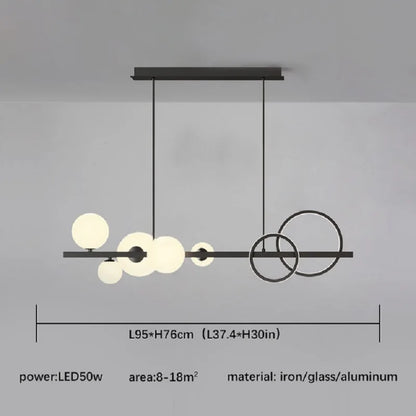 DecorBites™ Glass Ball Gold Black LED Chandelier for Kitchen Dining Room Table