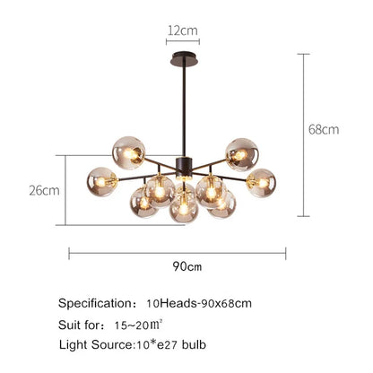 DecorBites™ Black Gold Nordic Pendant Chandelier for Dining Kitchen Living Bedroom Lighting
