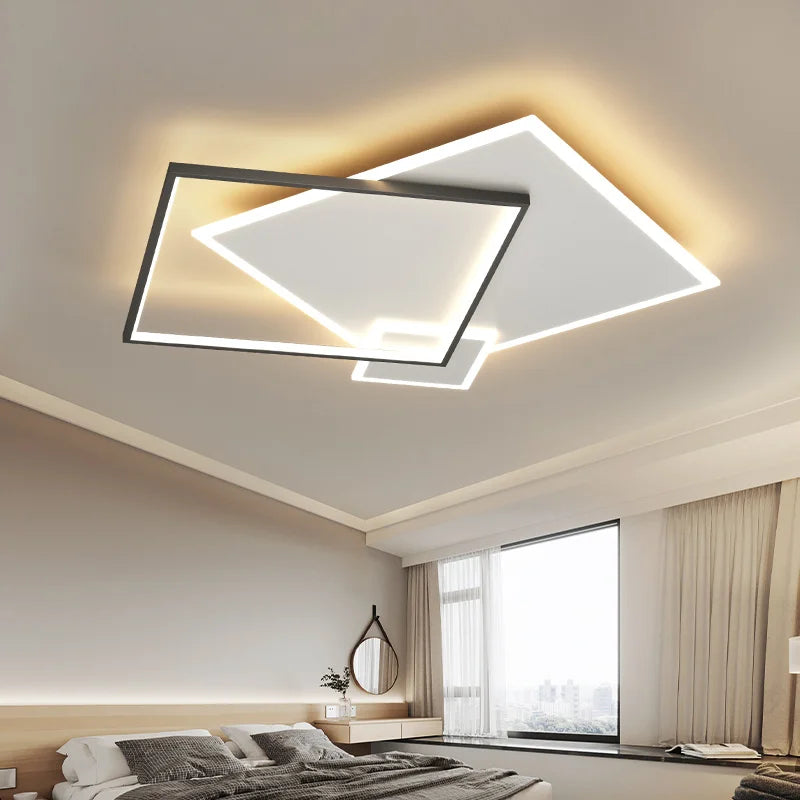 DecorBites™ Black Gold LED Chandelier: Modern Smart Lighting for Living Dining Bedroom & Children's