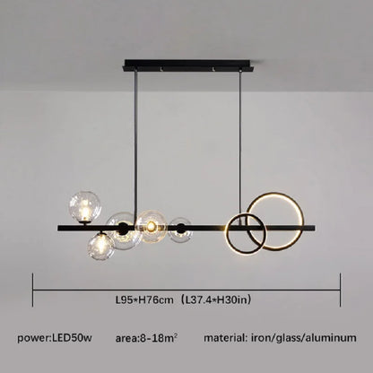 DecorBites™ Glass Ball Gold Black LED Chandelier for Kitchen Dining Room Table