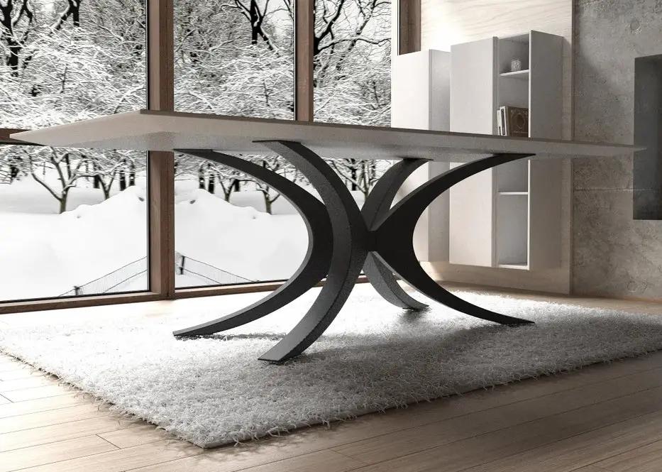 Handcrafted Matte Black Metal Spider Shaped Architectural Table Base