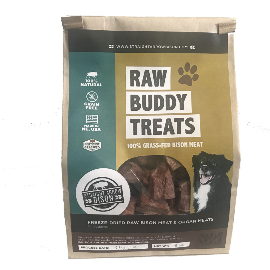 Raw Buddy Treats | Pet Treats | 8 oz | Straight Arrow Bison