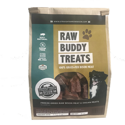 Raw Buddy Treats | Pet Treats | 8 oz | Straight Arrow Bison