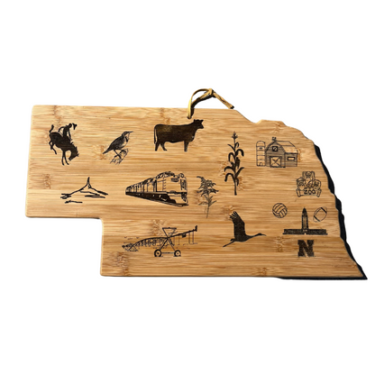 Nebraska Themed Cutting Board | 16" x 9" x 1" | RCK Creations & More