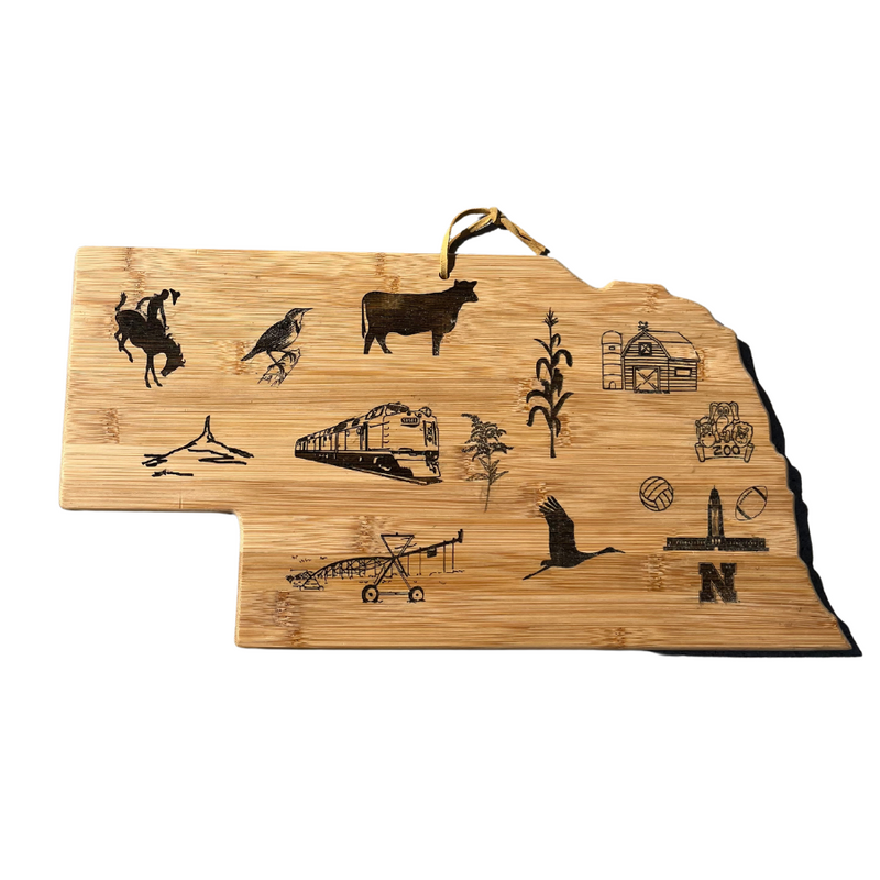 Nebraska Themed Cutting Board | 16" x 9" x 1" | RCK Creations & More