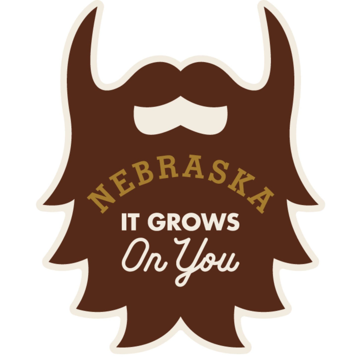 Nebraska It Grows On You Weather Resistant Sticker | HEARTlandia