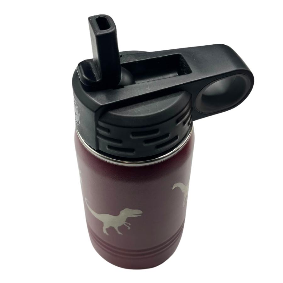Stainless Steel Dinosaur Engraved Water Bottle | 12 oz | Multiple Colors | RCK Creations & More