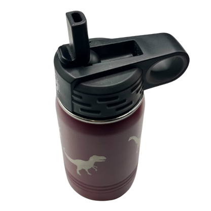 Stainless Steel Dinosaur Engraved Water Bottle | 12 oz | Multiple Colors | RCK Creations & More