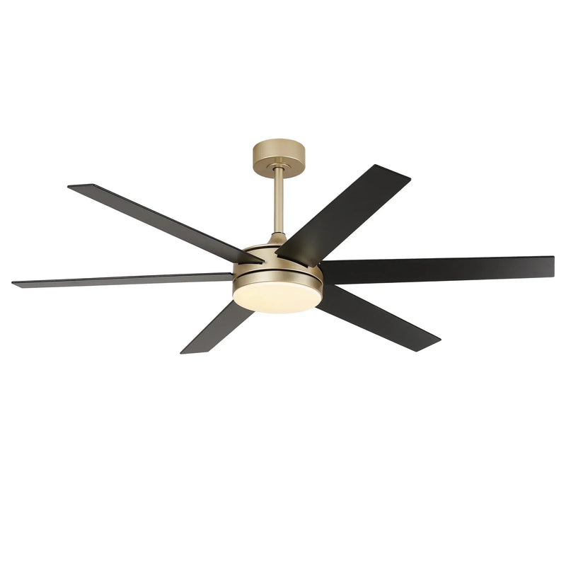 60" Volga DC Motor 6 Blades Modern Downrod Mount Ceiling Fan with Remote Control