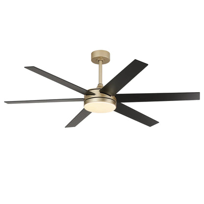 60" Volga DC Motor 6 Blades Modern Downrod Mount Ceiling Fan with Remote Control