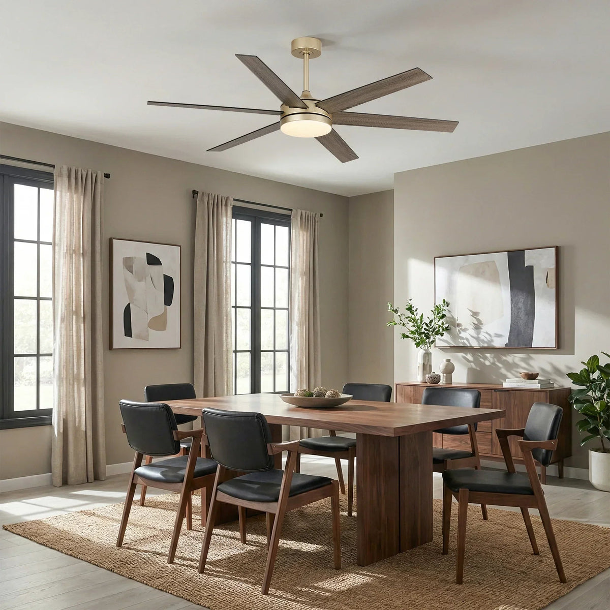 60" Volga DC Motor 6 Blades Modern Downrod Mount Ceiling Fan with Remote Control