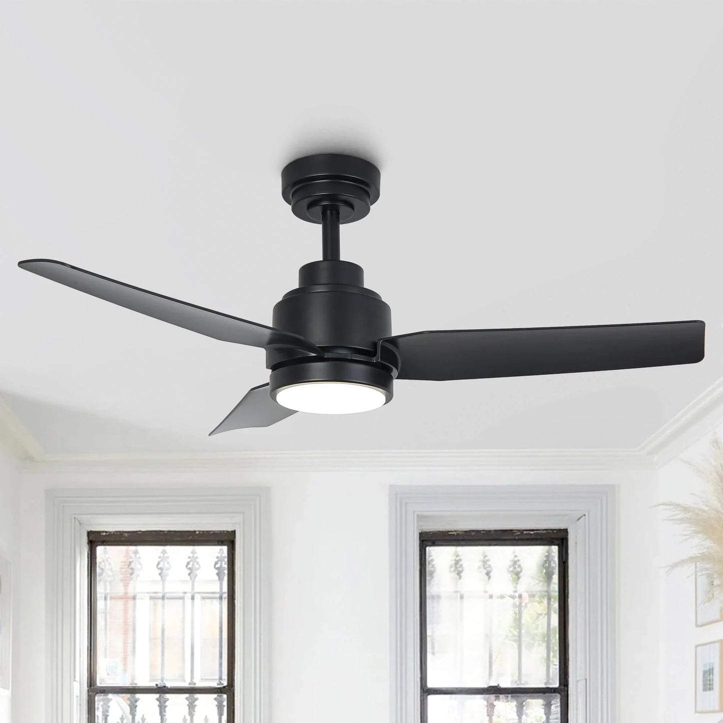 Vaczon 42 Inch DC Motor Modern Downrod Ceiling Fan with LED Light and Remote Control
