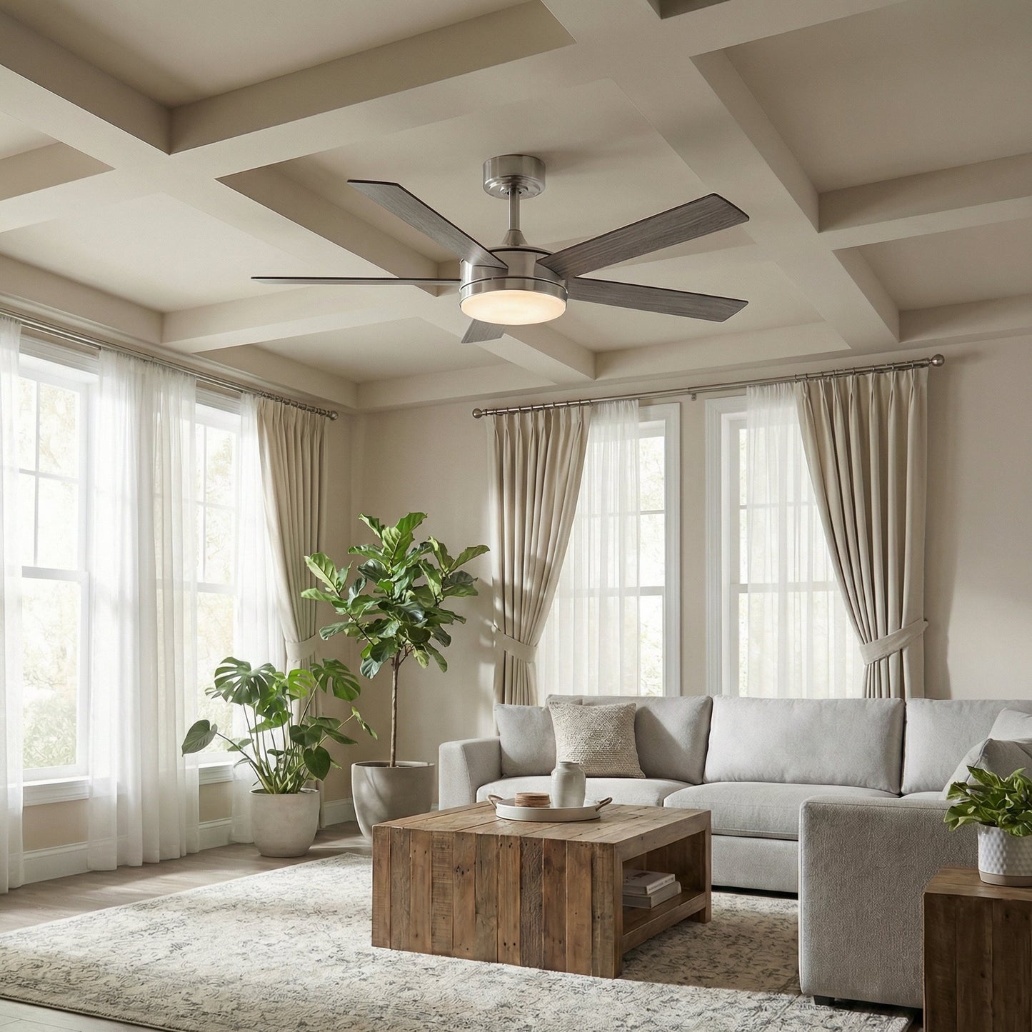 Vaczon 48 Inch Tracy Downrod Mount LED Ceiling Fan with APP & Remote Control